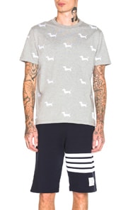 THOM BROWNE THOM BROWNE EMBROIDERED HECTOR TEE IN ABSTRACT,GRAY