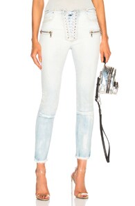 BEN TAVERNITI UNRAVEL PROJECT UNRAVEL GRADIENT LACE UP SKINNY IN WHITE