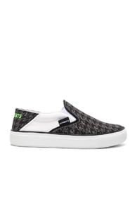 VETEMENTS VETEMENTS CANVAS CHECKERBOARD SLIP ON SNEAKERS IN BLACK,CHECKERED & PLAID
