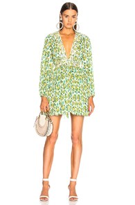 ZIMMERMANN ZIMMERMANN GOLDEN PLISSE MINI DRESS IN GREEN