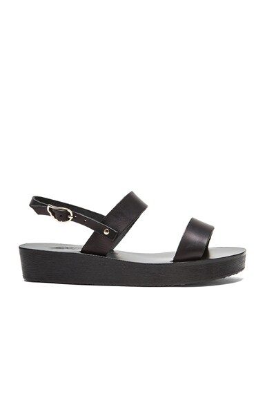 Ancient Greek Sandals Clio Calfskin Leather Platform Sandals in Black