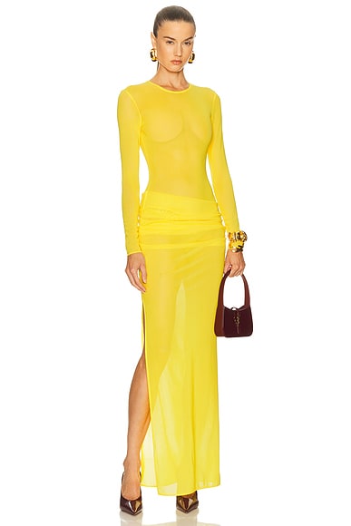 Long Sleeve Tucked Gown