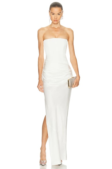 Strapless Longline Draped Column Gown