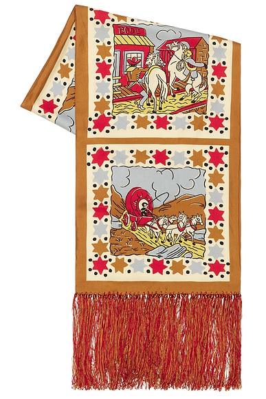 Bode Cowboy Comic Scarf In Multi