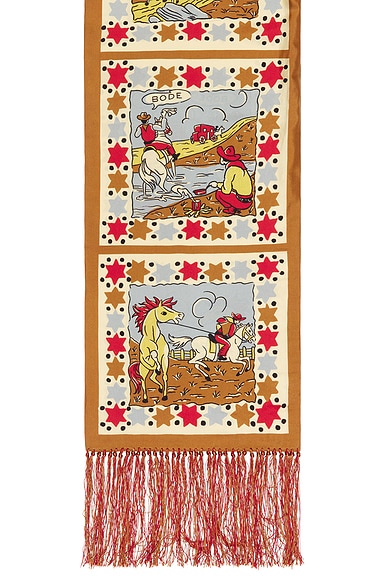 Bode Cowboy Comic Scarf In Multi