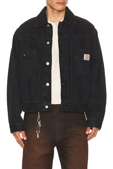 Carhartt WIP Belmar Jacket in Snake Camo & Black - Black. Size XL/1X (also in M, L).