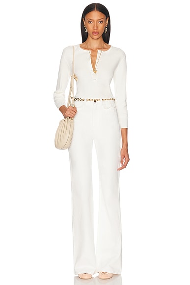 Chloé Long Sleeve Polo Top In White