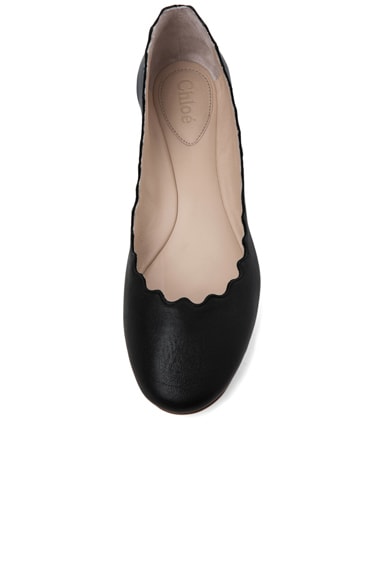 CHLOÉ Leather Scalloped Flats In Black