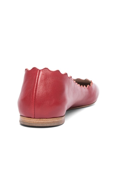 CHLOÉ Leather Scalloped Flats In Royal Red