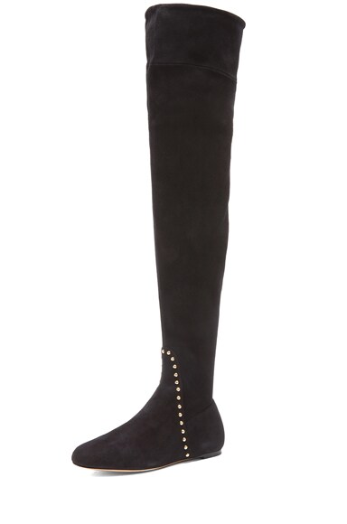CHARLOTTE OLYMPIA Andie Suede Boots In Onyx