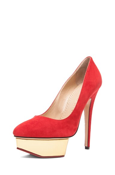 CHARLOTTE OLYMPIA Cindy Suede Pumps In Red