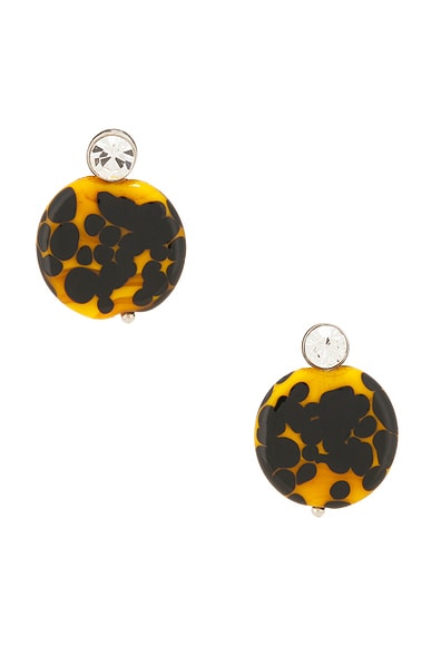 Dries Van Noten Handmade Artisanal Glass Disc Earrings In Amber