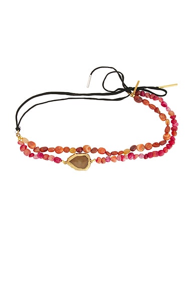 Dries Van Noten Handmade Combination Of Stones Necklace In Rose
