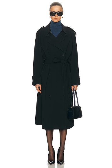 Eaves Lumi Trench Coat In Black