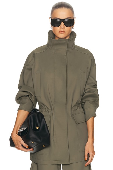 Eaves Mai Compact Suiting Parka Jacket In Green