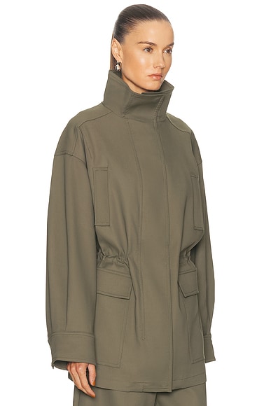 Eaves Mai Compact Suiting Parka Jacket In Green