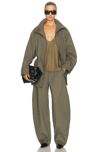 Eaves Mai Compact Suiting Parka Jacket In Green