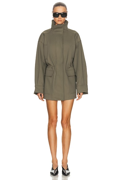 Eaves Mai Compact Suiting Parka Jacket In Green