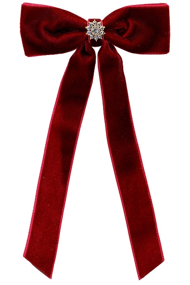 Emi Jay Iconic Velvet Bow Barrette In Red