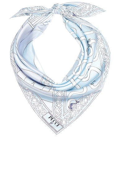 Pucci Silk Twill Scarf In Light Blue