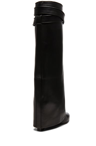 GIVENCHY Shark Lock Tall Leather Pant Boots In Black