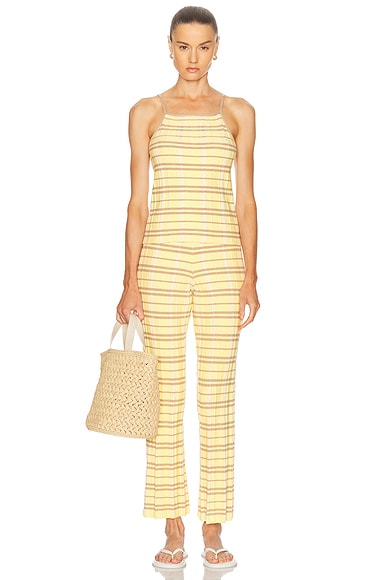 Guest In Residence Plaid Flare Pant In Yellow