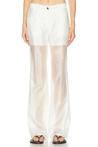 Helmut Lang Sheer Bootcut Pant In White