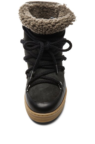 ISABEL MARANT Nowles Shearling And Leather Boots In Black