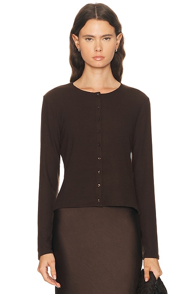 Leset Lauren Classic Cardigan In Brown