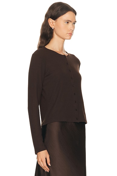 Leset Lauren Classic Cardigan In Brown