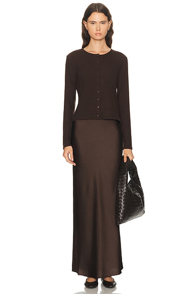 Leset Lauren Classic Cardigan In Brown