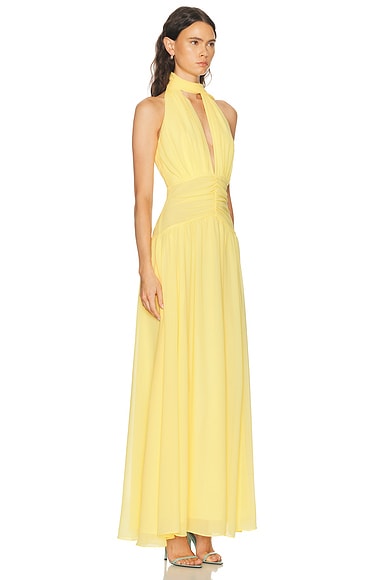 NICHOLAS Arella Deep Plunge Halter Maxi Dress | Thumbnail 2