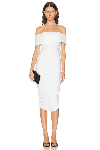 Norma Kamali Sleeveless Cowl Neck Side Shirred Dress