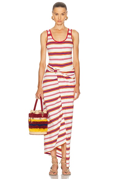 Rabanne Sleeveless Wrap Long Dress In Multi