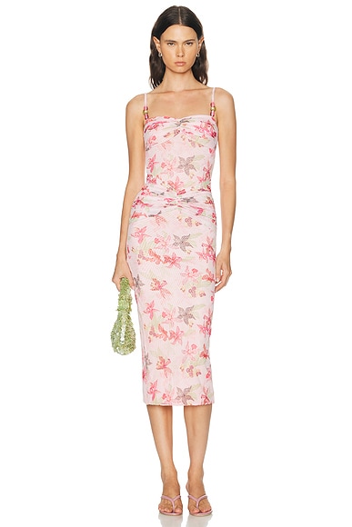 PatBO Orchid Bloom Chiffon Midi Dress - Women's Clothing