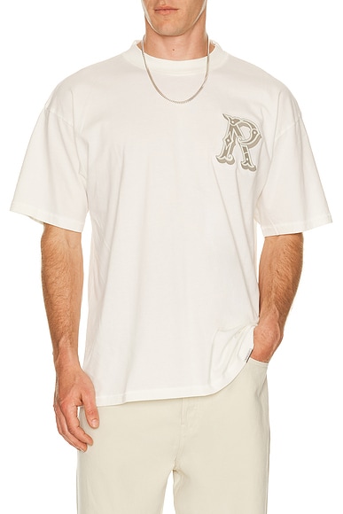 REPRESENT Western Initial Tee in Flat White - White. Size M (also in L).