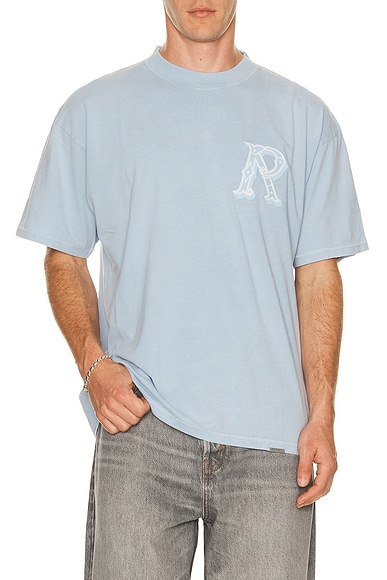 REPRESENT Western Initial Tee in Mountain Bluebird - Baby Blue. Size L (also in S, M).