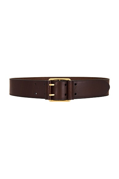 Image of Saint Laurent Large Motorcycle Belt in Burnt Chocolate - Chocolate. Size 75 (also in 65, 90, 70, 80).