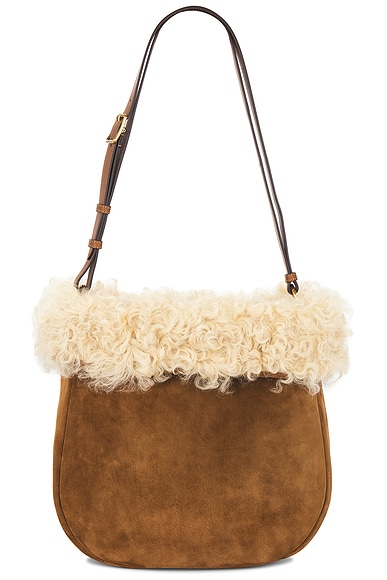 Image of Saint Laurent Roady Shoulder Bag in Caramel Cognac & Beige - Brown. Size all.