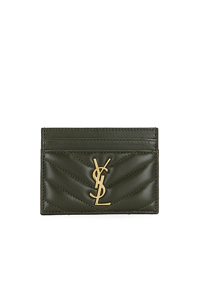 Image of Saint Laurent Credit Card Case in Olive Wood - Olive. Size all.