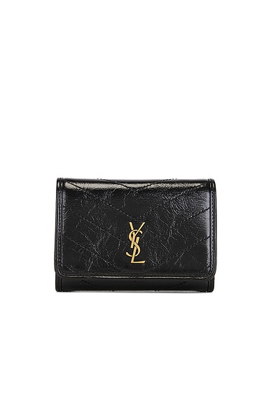 Saint Laurent Cuir Vintage Froisse Matelasse Wallet In Black