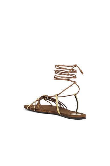 Saint Laurent Bridget Flat Sandal In Neutral
