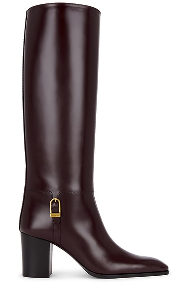 Image of Saint Laurent Julia Boot in Deep Wine - Wine. Size 39.5 (also in 38, 39, 36, 36.5, 38.5, 37, 40, 41).