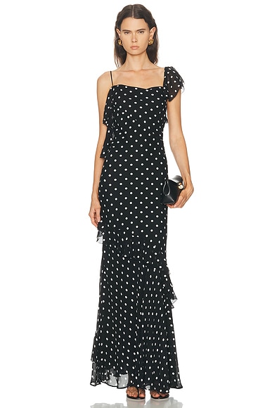 Polka Dot Georgette Maxi Dress