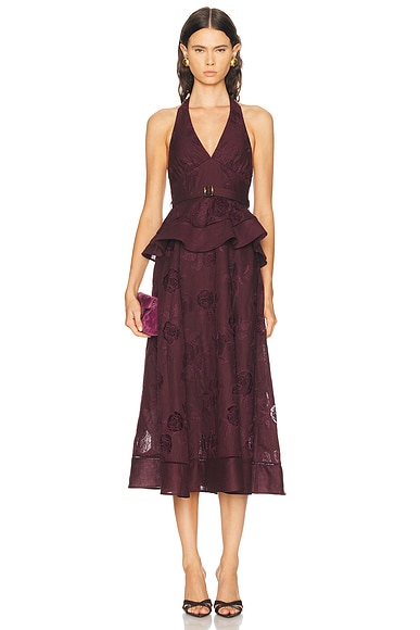 Linen Peplum Midi Dress