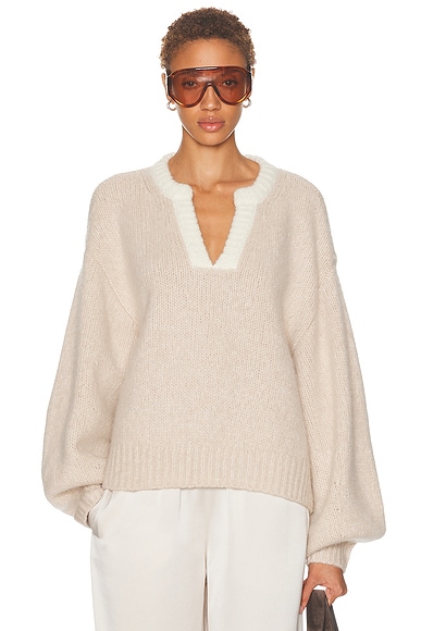Image of SRG Caylea Oversized Sweater in Oatmeal - Beige. Size S (also in XS, M, L, XL).