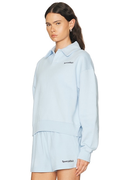 Sporty & Rich Serif Logo Embroidered Polo Sweatshirt | Thumbnail 2 Sporty & Rich Serif Logo Embroidered Polo Sweatshirt | Thumbnail 2