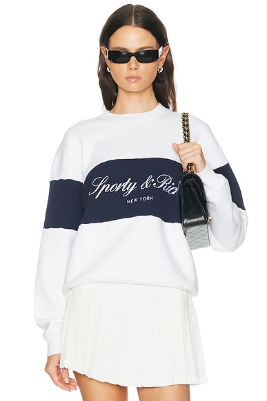 Sporty & Rich Signature Logo Block Crewneck Sweatshirt