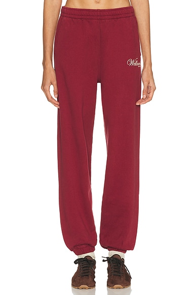 Image of Sporty & Rich Soho Sweatpant in Merlot - Burgundy. Size M (also in XS, S, L, XL).
