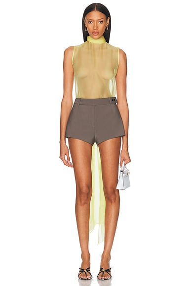 Sev Open Back Voile Top In Green